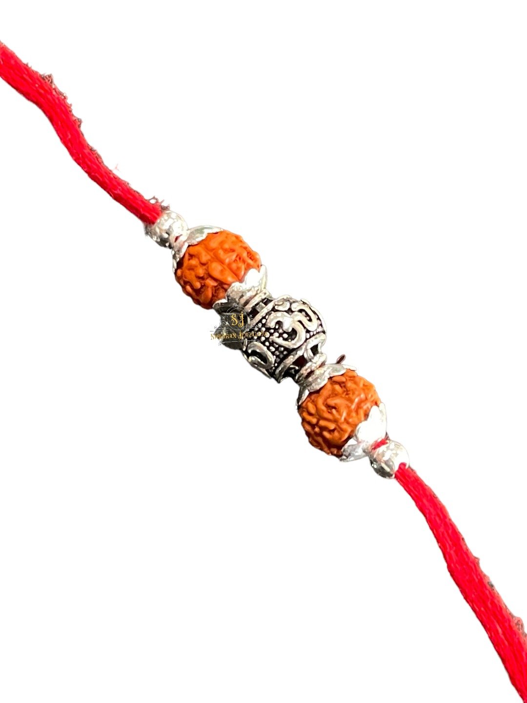 925 Sterling Silver Rakhi for brother Rudraksha Rakhi Om Beads For Men, Boys, Kids Rakhi With Roli Chawal - Image 3