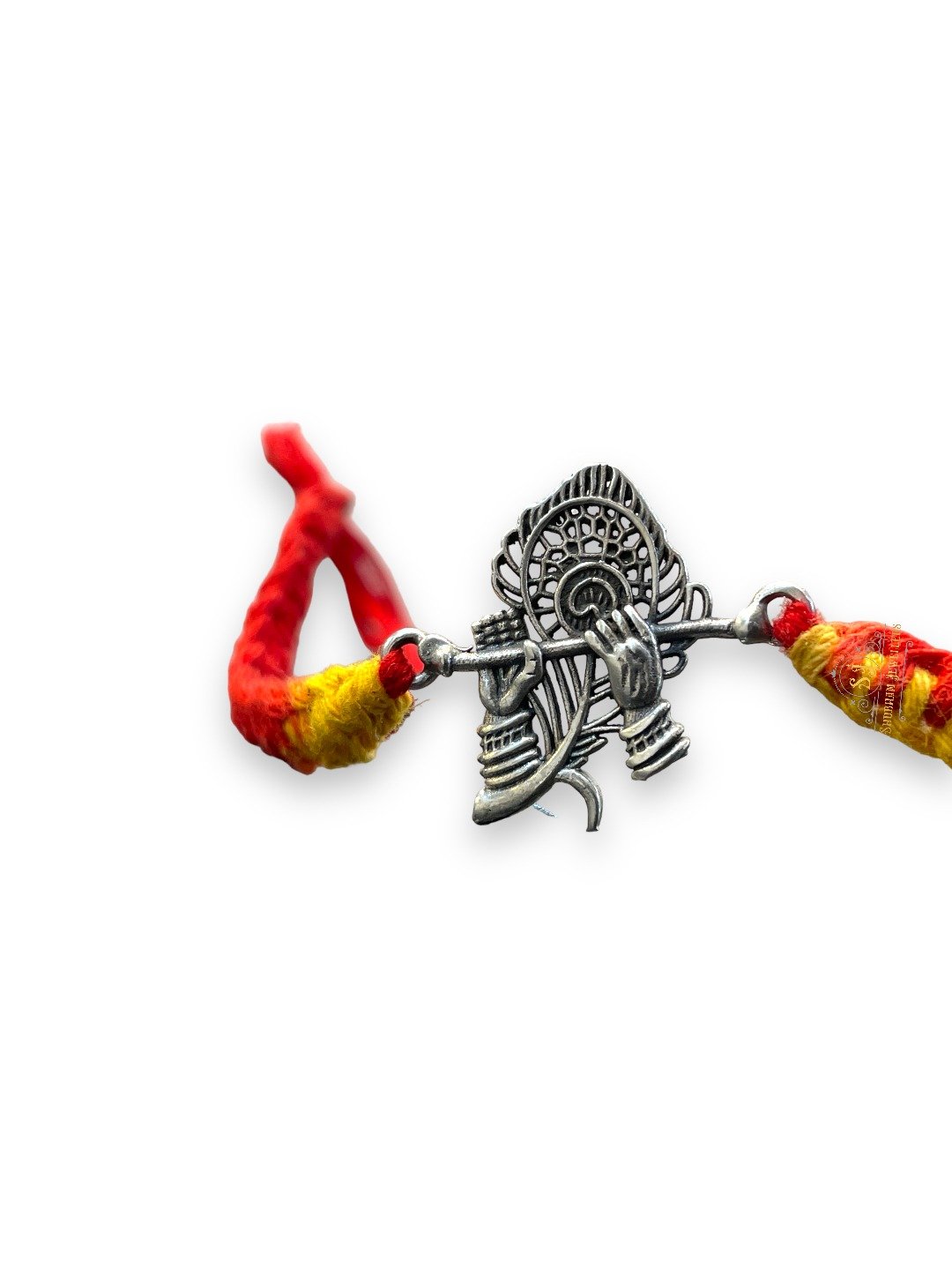 925 Sterling Silver Rakhi Krishna Mohana Flute Rakhi ( Mayur Pank With Bansuri) - Image 5