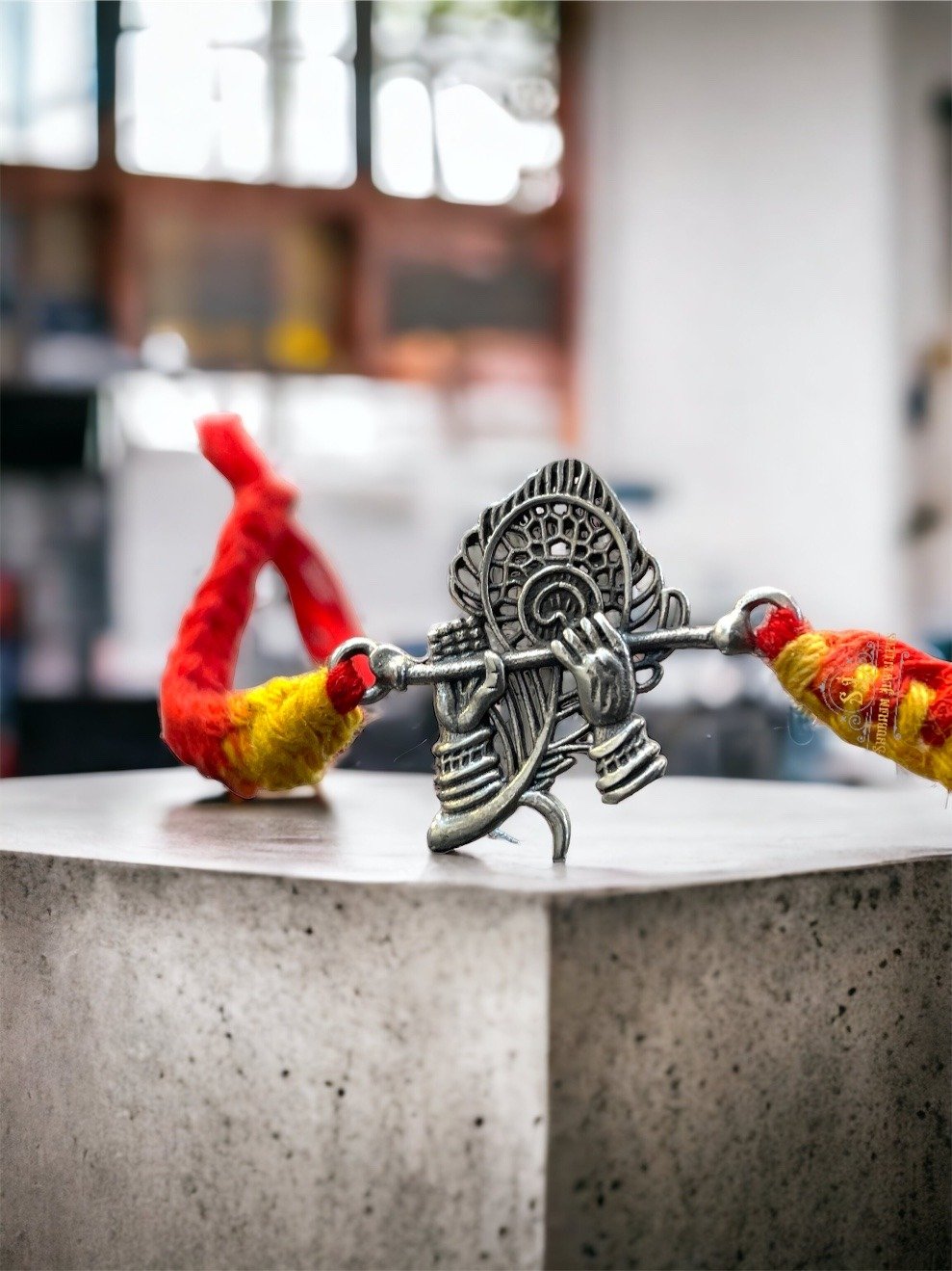 925 Sterling Silver Rakhi Krishna Mohana Flute Rakhi ( Mayur Pank With Bansuri) - Image 7