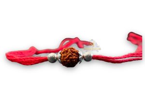 925 Sterling Silver Rakhi for brother Rudraksha Rakhi bracelet Raksha Bandhan Pure Cotton For Men, Boys, Kids Rakhi With Roli Chawal