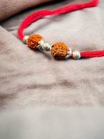 925 Sterling Silver Rakhi for brother Rudraksha Rakhi bracelet Raksha Bandhan Pure Cotton For Men, Boys, Kids Rakhi With Roli Chawal
