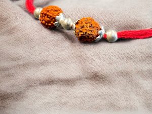 925 Sterling Silver Rakhi for brother Rudraksha Rakhi bracelet Raksha Bandhan Pure Cotton For Men, Boys, Kids Rakhi With Roli Chawal