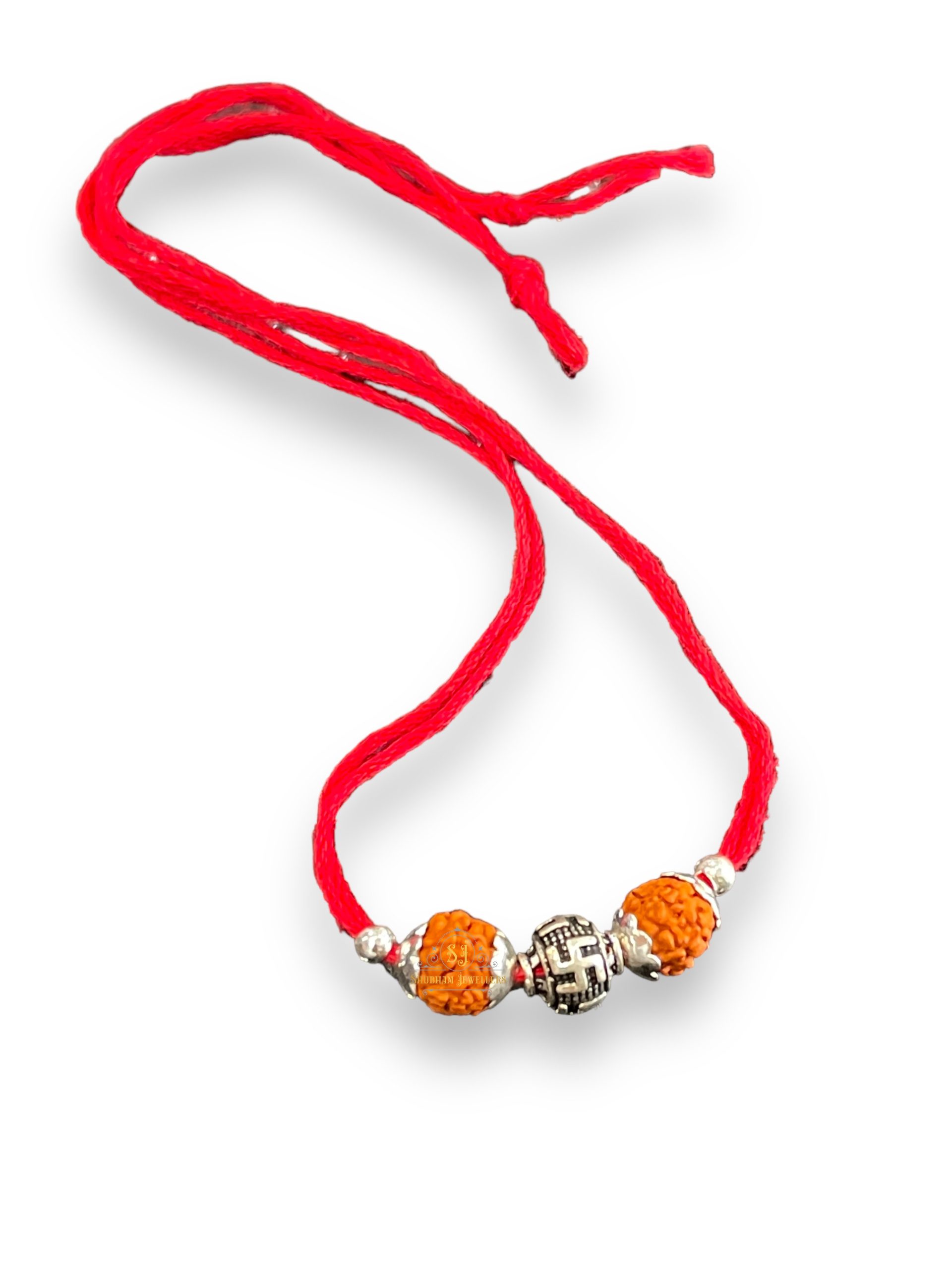 925 Sterling Silver Rakhi for brother Rudraksha Rakhi Sathiya Beads For Men, Boys, Kids Rakhi With Roli Chawal - Image 3