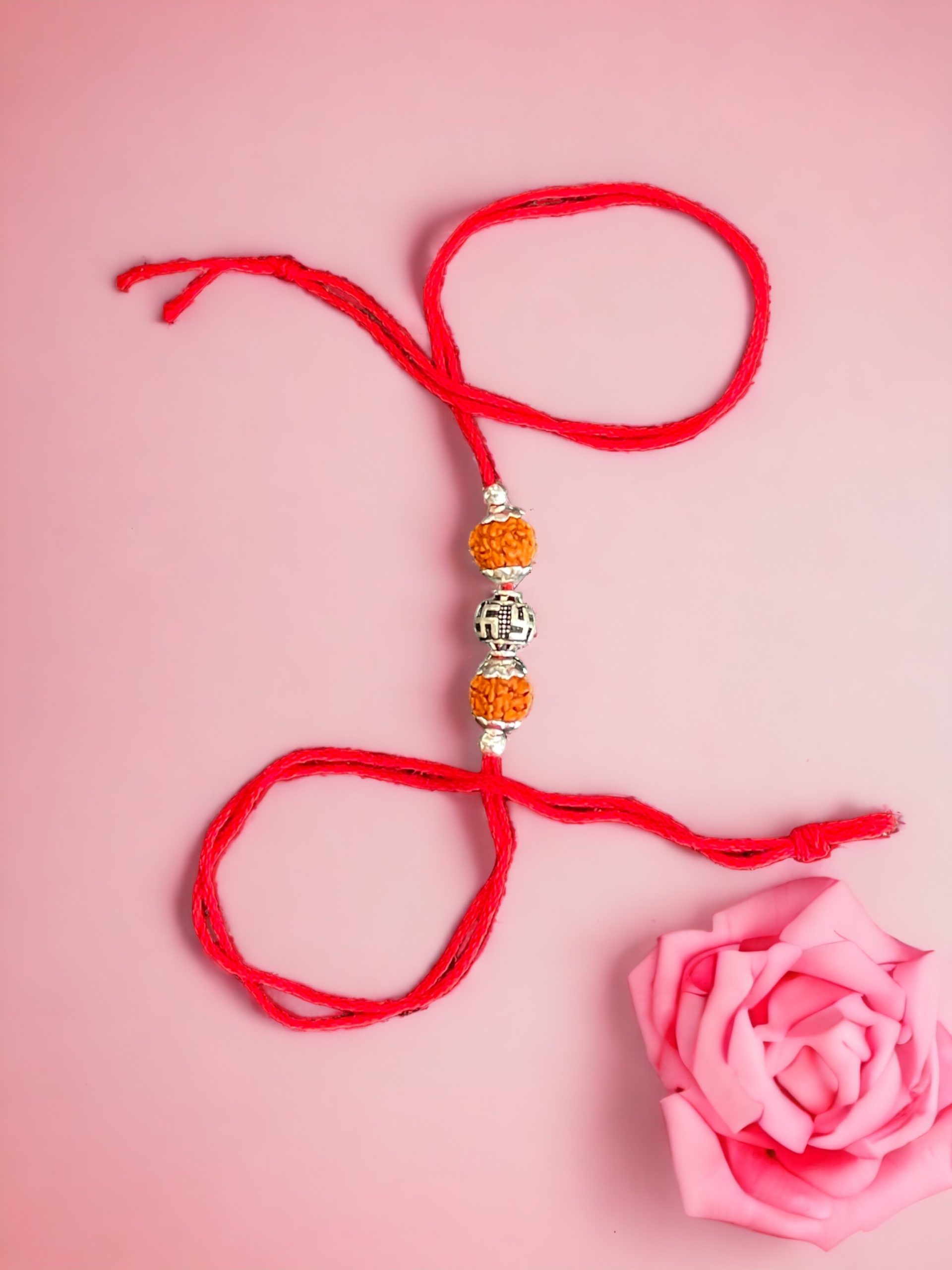 925 Sterling Silver Rakhi for brother Rudraksha Rakhi Sathiya Beads For Men, Boys, Kids Rakhi With Roli Chawal - Image 8