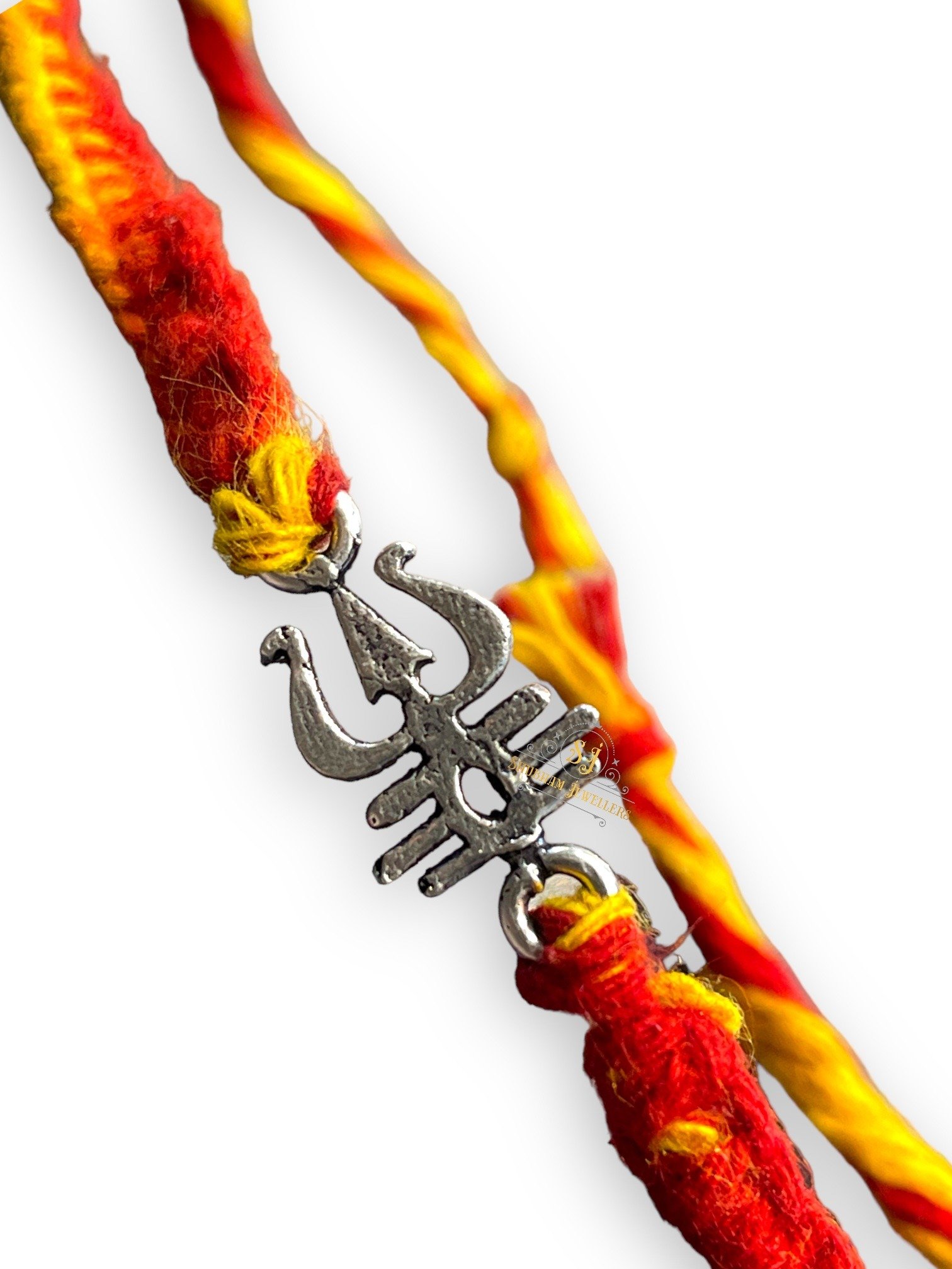 925 Sterling Silver Rakhi for brother Shiva Tilak Bracelet Raksha Bandhan Pure Cotton For Men, Boys, Kids Rakhi With Roli Chawal - Image 2