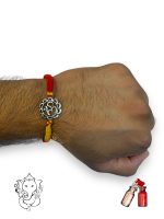925 Sterling Silver Rakhi for brother Om Round Bracelet Raksha Bandhan Pure Cotton For Men, Boys, Kids Rakhi With Roli Chawal
