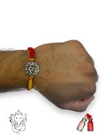 925 Sterling Silver Rakhi for brother Om Round Bracelet Raksha Bandhan Pure Cotton For Men, Boys, Kids Rakhi With Roli Chawal