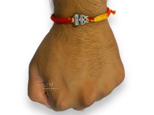 925 Sterling Silver Rakhi for brother Trsihool Small Bracelet Raksha Bandhan Pure Cotton For Men, Boys, Kids Rakhi With Roli Chawal