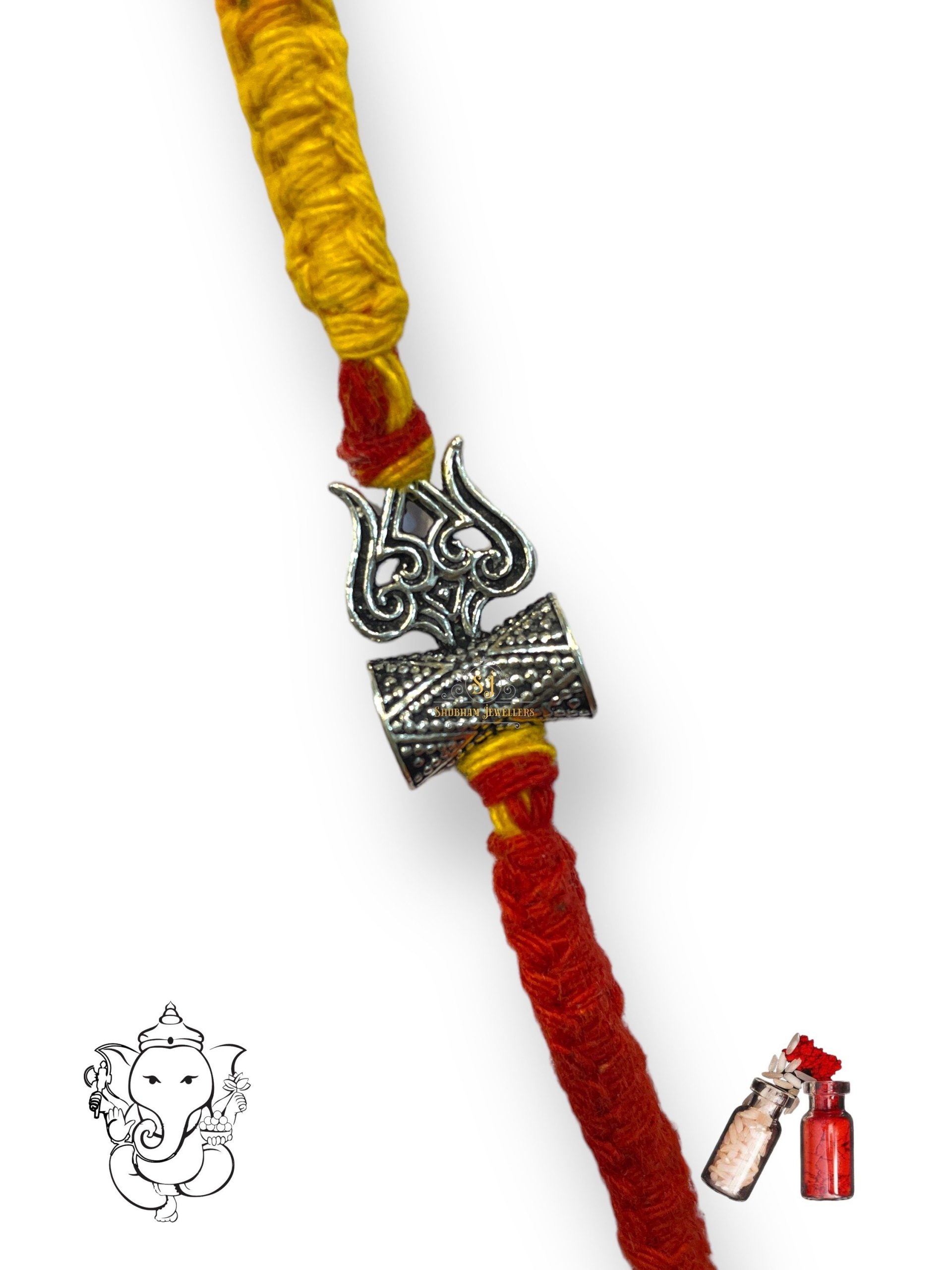 925 Sterling Silver Rakhi for brother Trsihool Small Bracelet Raksha Bandhan Pure Cotton For Men, Boys, Kids Rakhi With Roli Chawal - Image 3