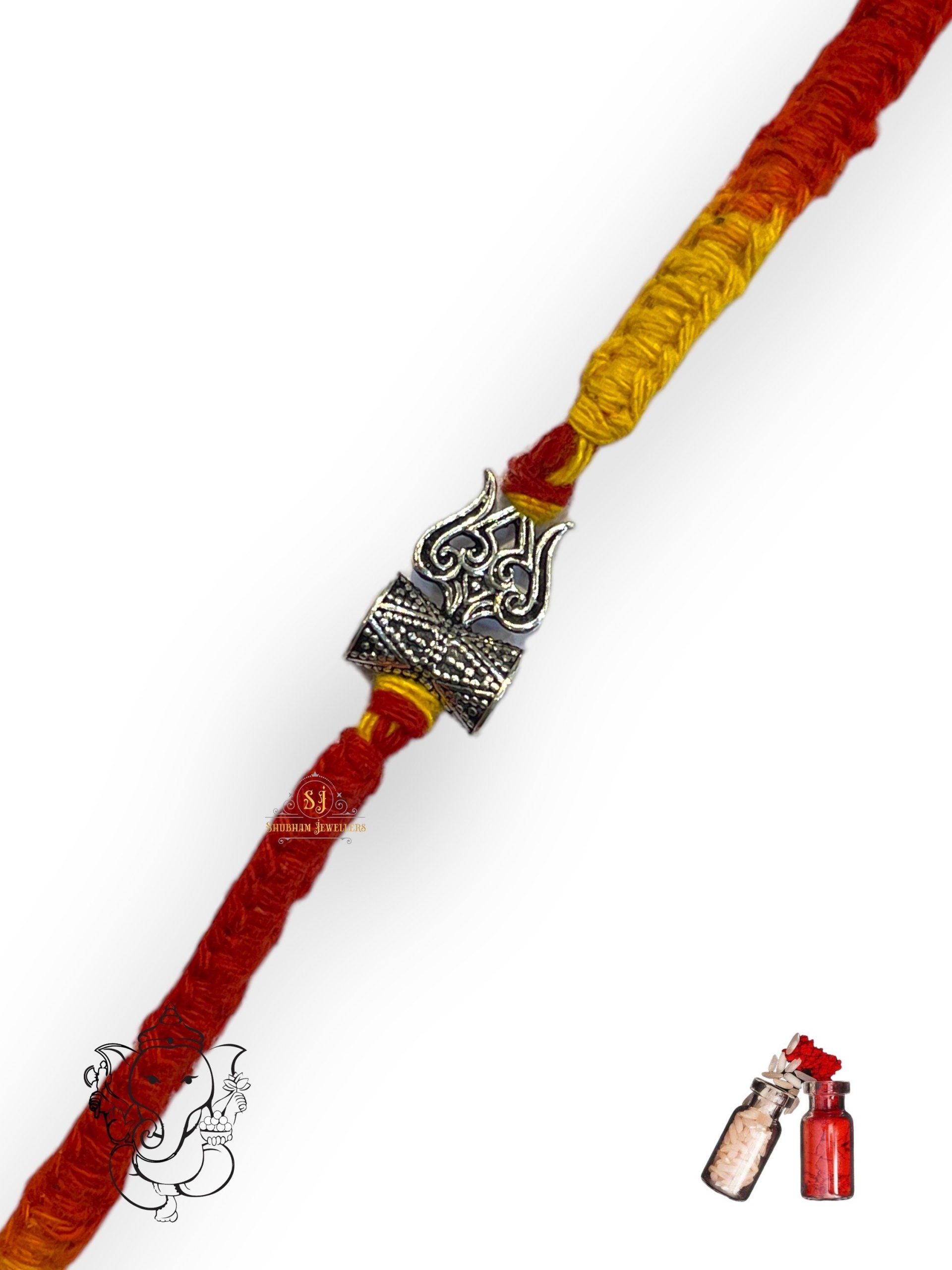 925 Sterling Silver Rakhi for brother Trsihool Small Bracelet Raksha Bandhan Pure Cotton For Men, Boys, Kids Rakhi With Roli Chawal - Image 6