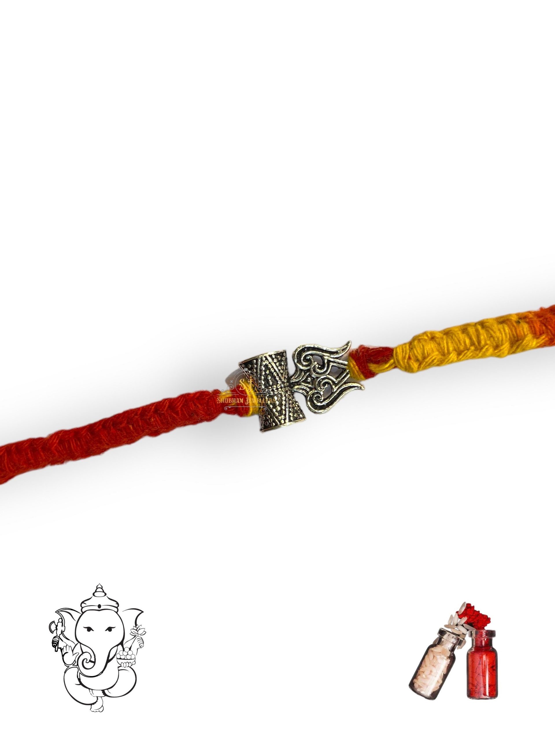 925 Sterling Silver Rakhi for brother Trsihool Small Bracelet Raksha Bandhan Pure Cotton For Men, Boys, Kids Rakhi With Roli Chawal - Image 5