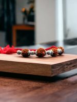 925 Sterling Silver Rakhi for brother Rudraksha Rakhi bracelet Raksha Bandhan Pure Cotton For Men, Boys, Kids Rakhi With Roli Chawal