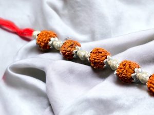 925 Sterling Silver Rakhi for brother Rudraksha Rakhi bracelet Raksha Bandhan Pure Cotton For Men, Boys, Kids Rakhi With Roli Chawal