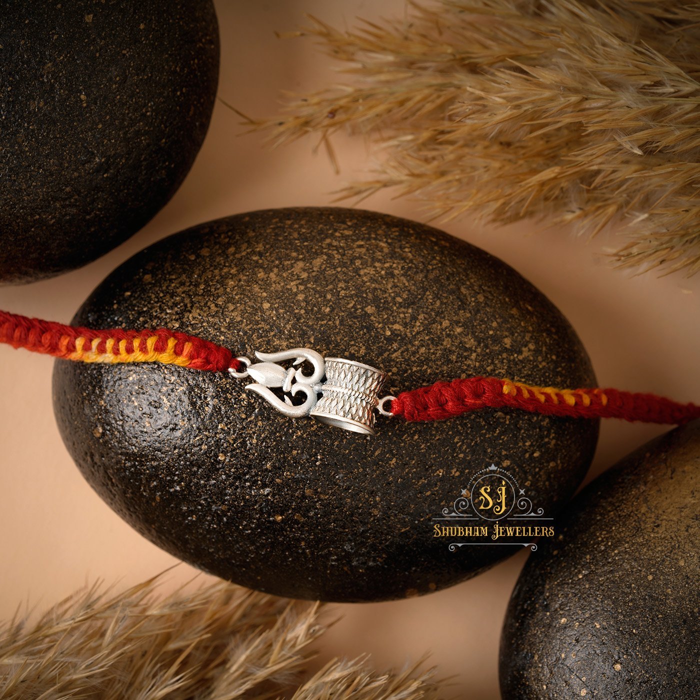 925 Sterling Silver Trishool Damru Rakhi With pure Cotton thread For Men, Women, Boys and Girls - Image 6