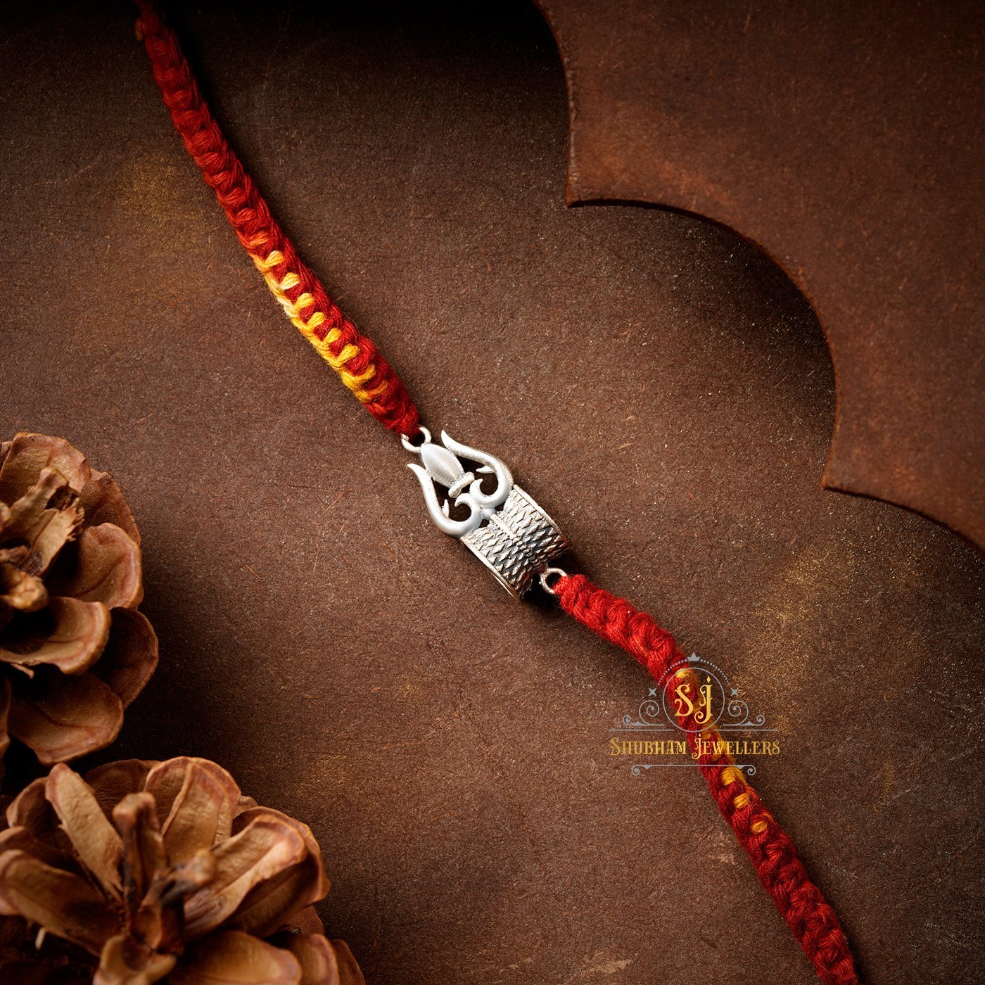 925 Sterling Silver Trishool Damru Rakhi With pure Cotton thread For Men, Women, Boys and Girls - Image 5