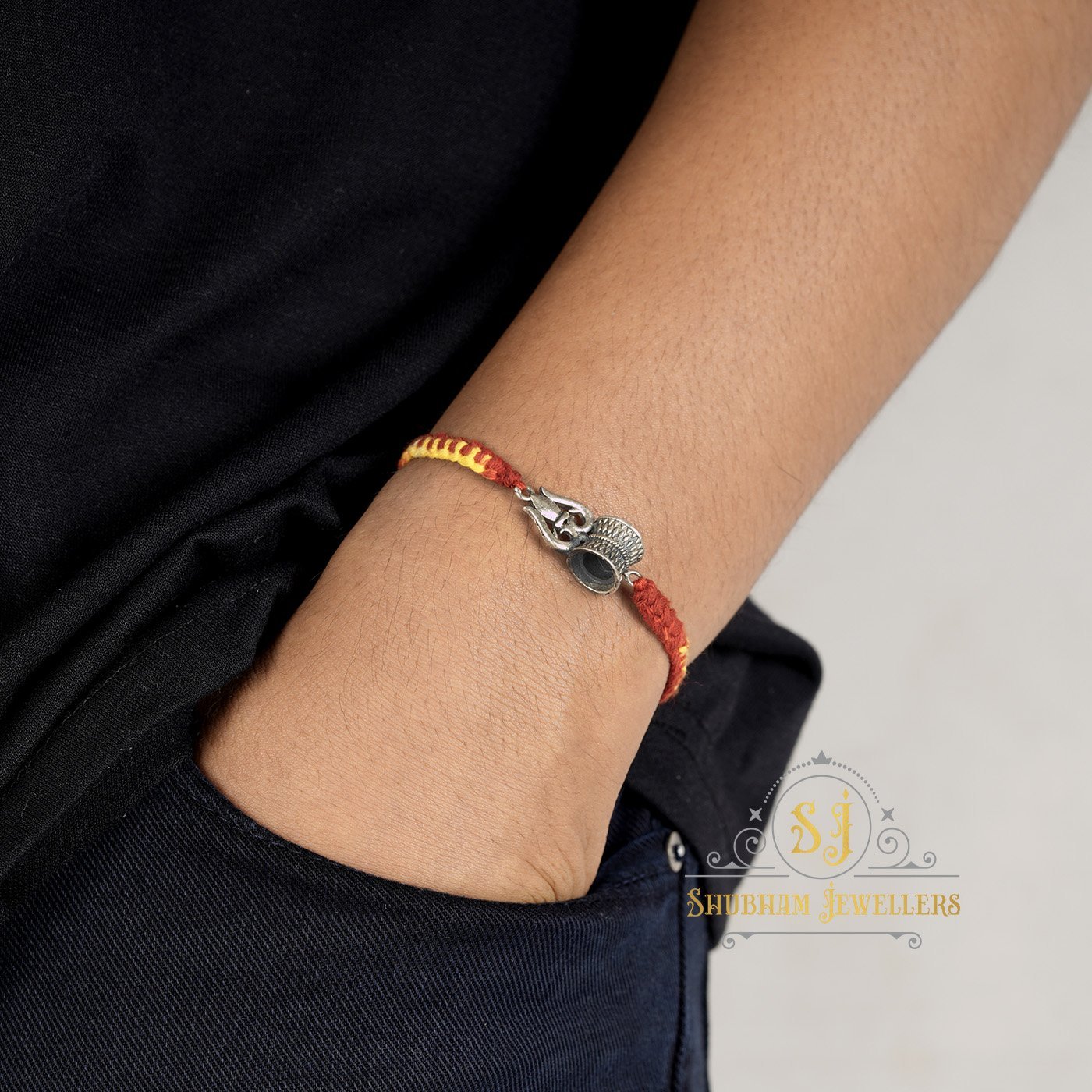 925 Oxidised Silver 925 Trishool Damru Charm with pure Cotton thread for Men, Women, Boys and Girls (TR Damru) - Image 8