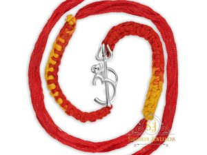 JewelYaari 925 Sterling Silver Trishool Rakhi With Roli Chawal ( Om Trishool white )