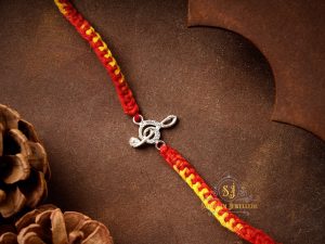 925 Sterling Silver Rakhi for brother Musical Note Rakhi With CZ