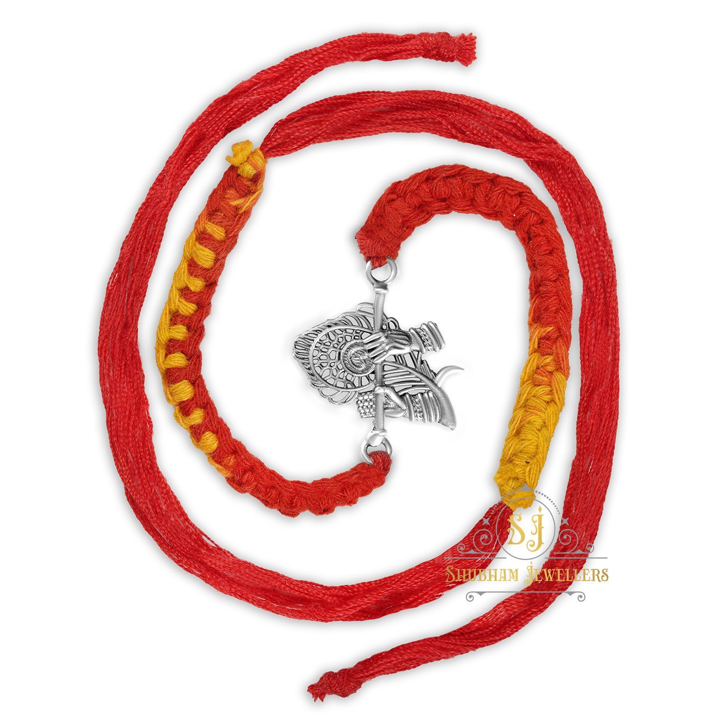 925 Sterling Silver Rakhi Krishna Mohana Flute Rakhi ( Mayur Pank With Bansuri) - Image 4