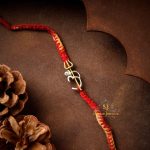 JewelYaari 925 Sterling Silver Om Trishool Rakhi With Roli Chawal ( Dual Tone)