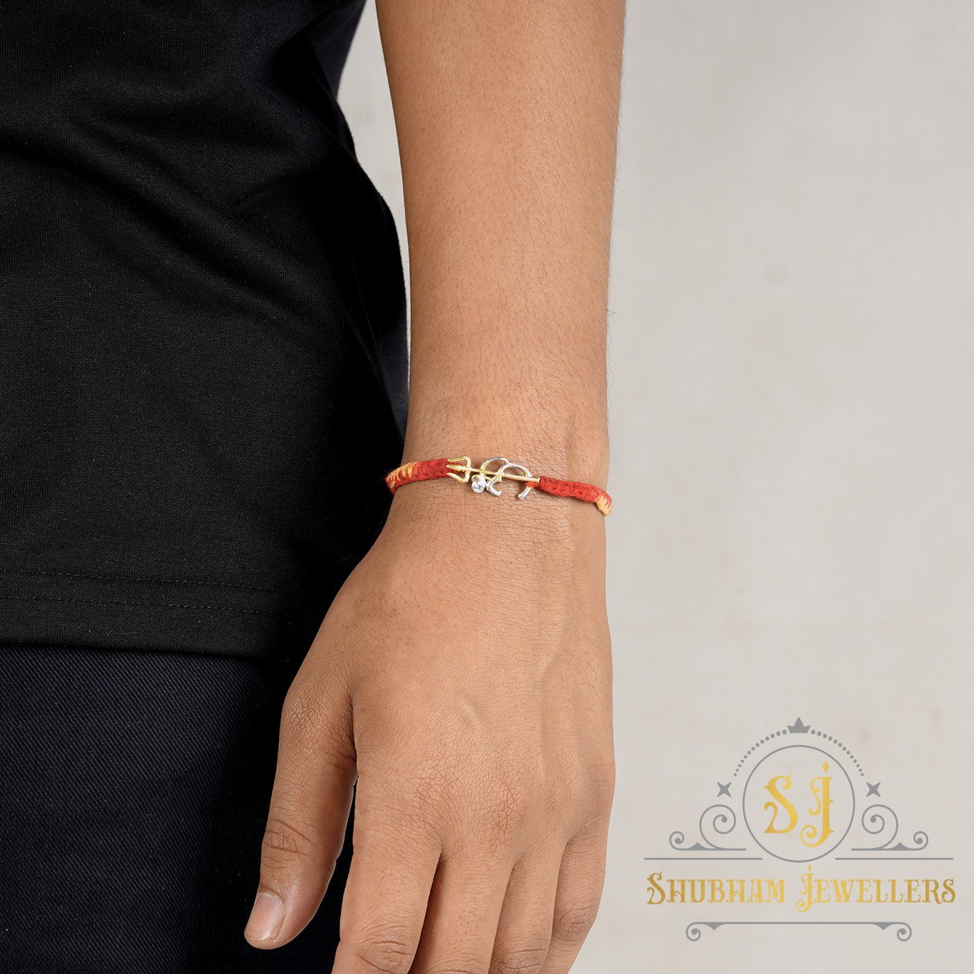 JewelYaari 925 Sterling Silver Om Trishool Rakhi With Roli Chawal ( Dual Tone) - Image 2