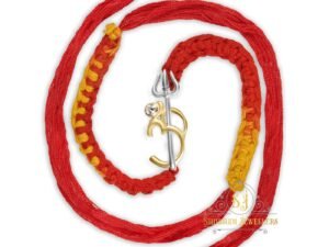 Shubham Jewellers Rehti 925 Sterling Silver Om Charm Bracelet with 24 Kt Gold Polished Trishool, pure Cotton thread for Men, Women, Boys and Girls (Dual Tone)