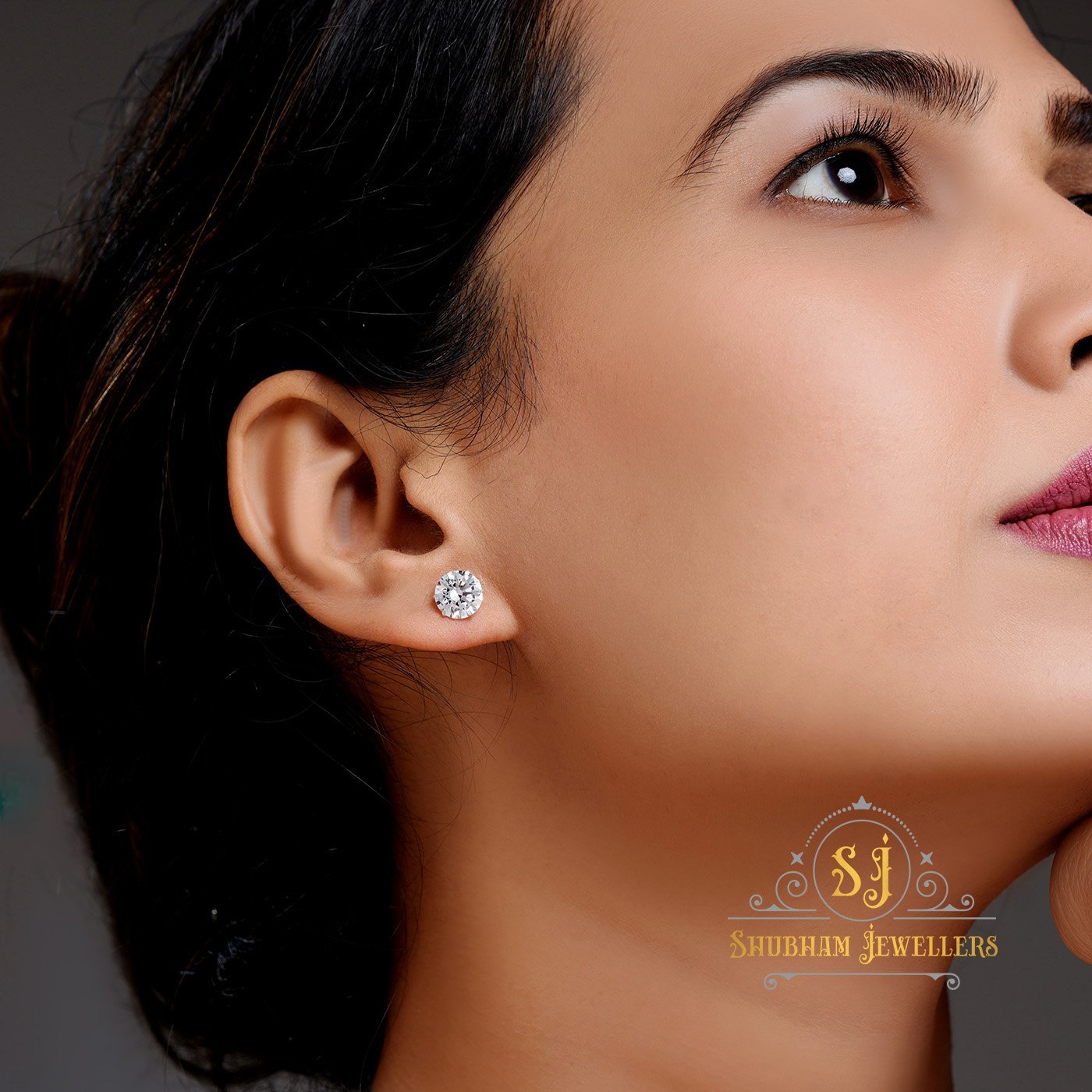 92.5 Sterling Silver Earrings Brilliant Cut Real Cubic Zirconia Stud - Image 2