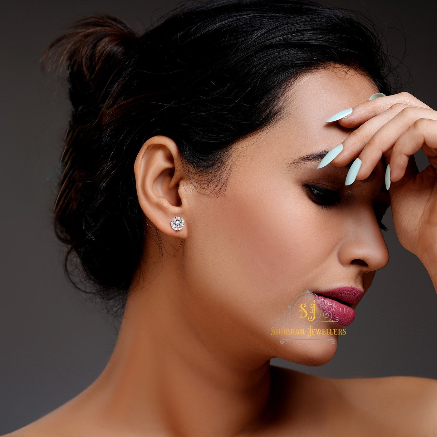 Shubham Jewellers Rehti 0.925 Sterling Silver Cubic Zirconia Fashion Stud Earrings For Men and women 8.0