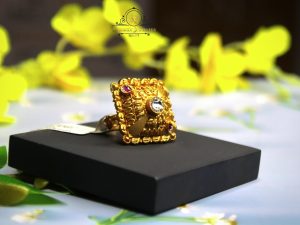 925 Silver Antique Temple Design Ring – Gold Finish Statement Jewelry | Jewelyaari