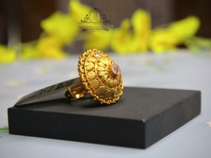925 Silver Floral Antique Ring with Stones – Gold Finish Statement Design | Jewelyaari