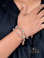 "JewelYaari Rudraksha Capping Silver Mala for Men - Single Line, 925 Silver, 5 Mukhi, 27 Rudraksha Beads and 27 Silver Beads, 24 Inch"