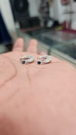 925 Sterling Stone Silver Bali For Men and Women Screw and Stone Bali Earring