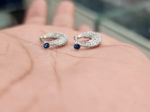 925 Sterling Stone Silver Bali For Men and Women Screw and Stone Bali Earring