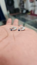 925 Sterling Stone Silver Bali For Men and Women Screw and Stone Bali Earring