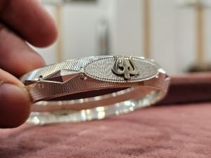 3D Kada Sterling Silver Punjabi kada with Name - Chandi Sikh Bangle