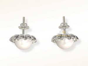 SJ SHUBHAM JEWELLERS™ 925 Sterling Silver Pearl Floral Shape Studs Tops Earrings For Women and Girls