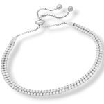 SJ SHUBHAM JEWELLERS™ 925 Sterling Silver Classy Cubic Zirconia Single Line Silver White Rhodium Solitaire Tennis Adjustable Bolo Bracelet for Women and Girls (925 Pure Silver)