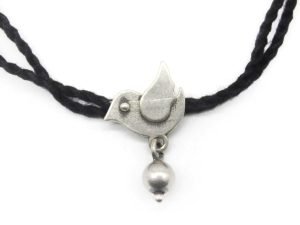 "Shubham Jewellers Rehti 925 Oxidised Silver Black Thread Bird Nazarbattu/Nazaiya Anklet/Bracelet for Girls, Women and Children with Silver Ghunghroo"