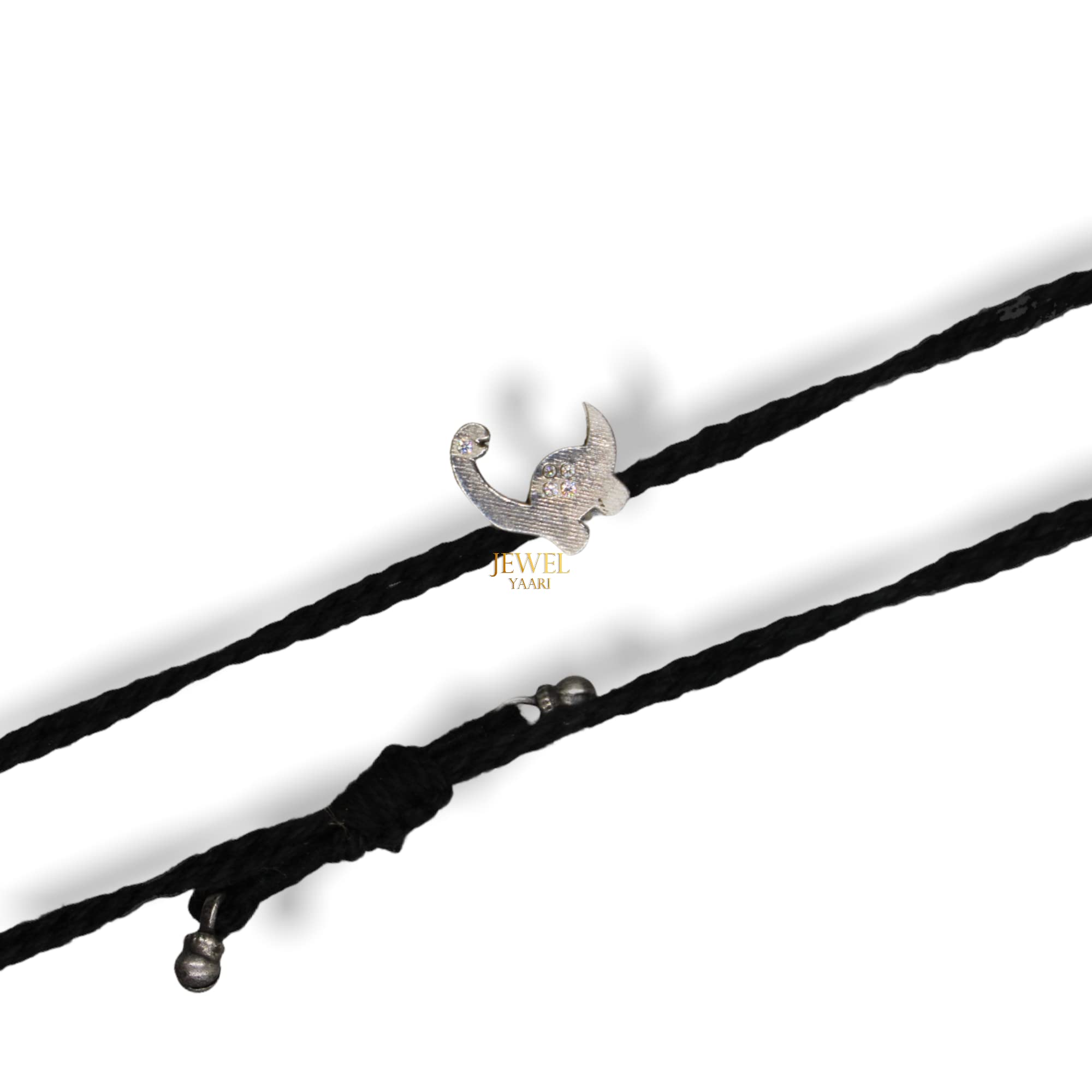 "Shubham Jewellers Rehti 925 New Oxidised Black Thread Silver Dinosaur Nazarbattu/Nazaiya Anklet/Bracelet for Girls, Women and Children with Silver Ghunghroo"