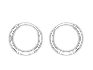 Shubham Jewellers Rehti Small Size Plain Bali Silver Hoops Earrings in Pure 92.5 Sterling Silver for Kids/Girls/Women