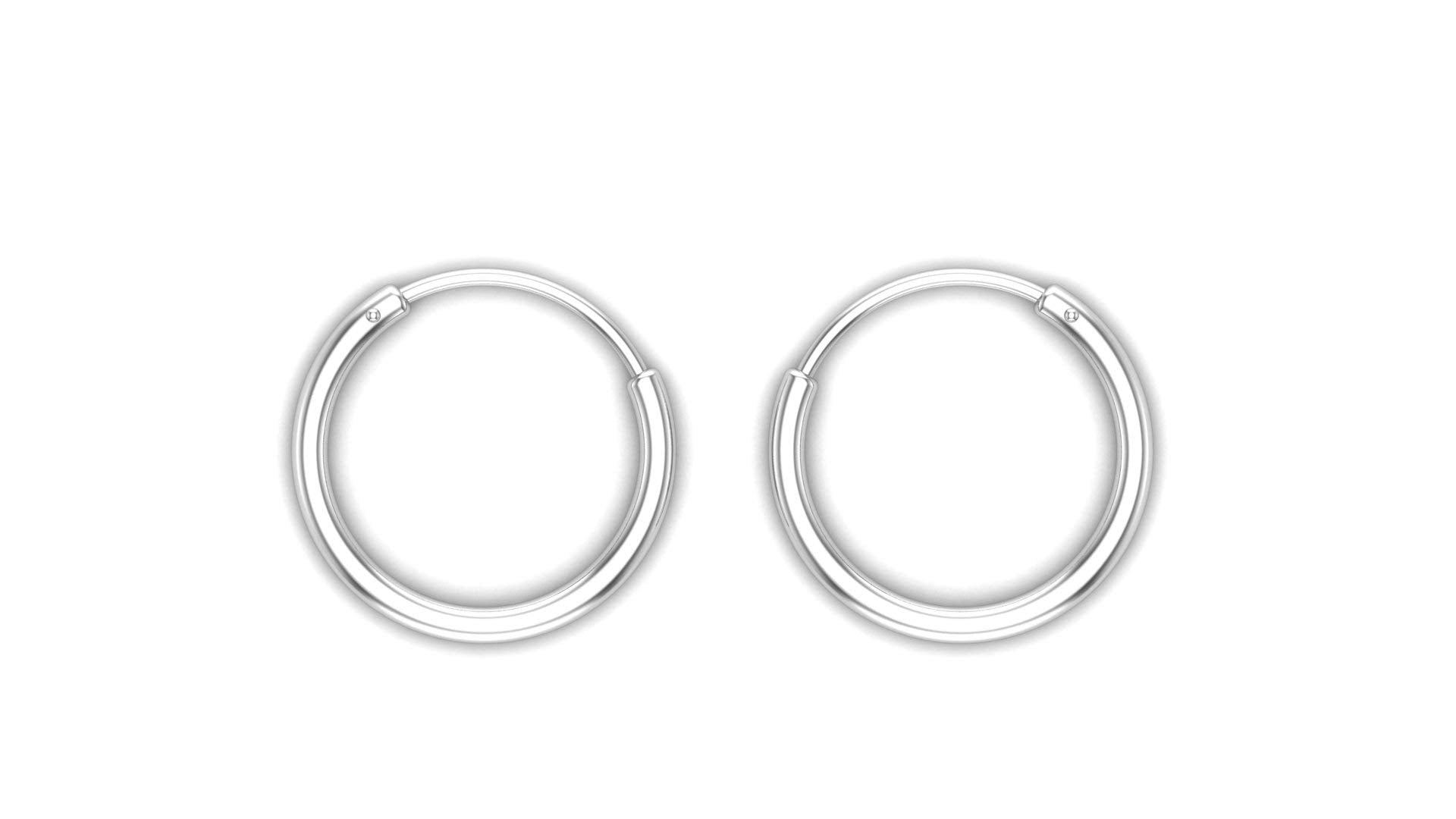 Shubham Jewellers Rehti Small Size Plain Bali Silver Hoops Earrings in Pure 92.5 Sterling Silver for Kids/Girls/Women