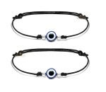 SJ SHUBHAM JEWELLERS™ Sterling Silver 100% Authentic Adjustable Ball Black Cord with Evil Eye Nazar Anklet for Women & Girls (Anklet/Bracelet)