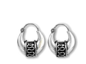 SJ SHUBHAM JEWELLERS Rehti 925 Sterling Pure Silver Oxidised Hoop Bali Earrings for Boys Girls and Women