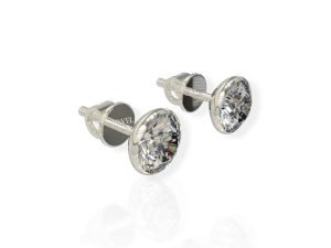 925 Sterling Silver Round-Shape Cubic Zirconia Cup-Setting Stud Earring for Women Girls