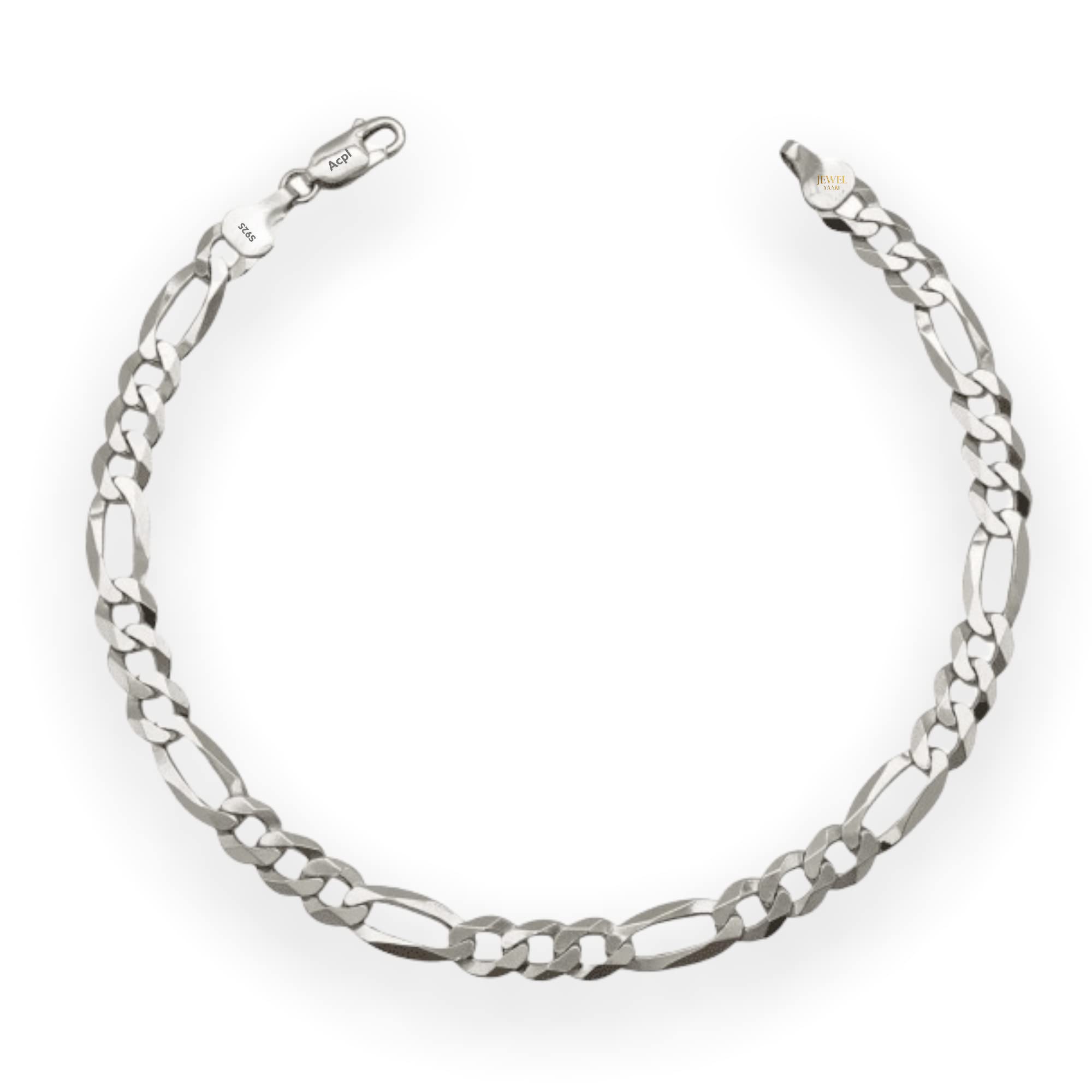 "Pure 925 Sterling Silver Italian Sachin Figaro Bracelet for Men womens, girls, and boys 8.5 Inches(10.5 Gm) mens silver bracelets"