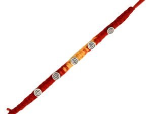 "925 Sterling Silver Rakhi for brother Charm Bracelet Raksha Bandhan With Pure Cotton Thread For Men, Boys, Rakhis By Shubham Jewellers Round"