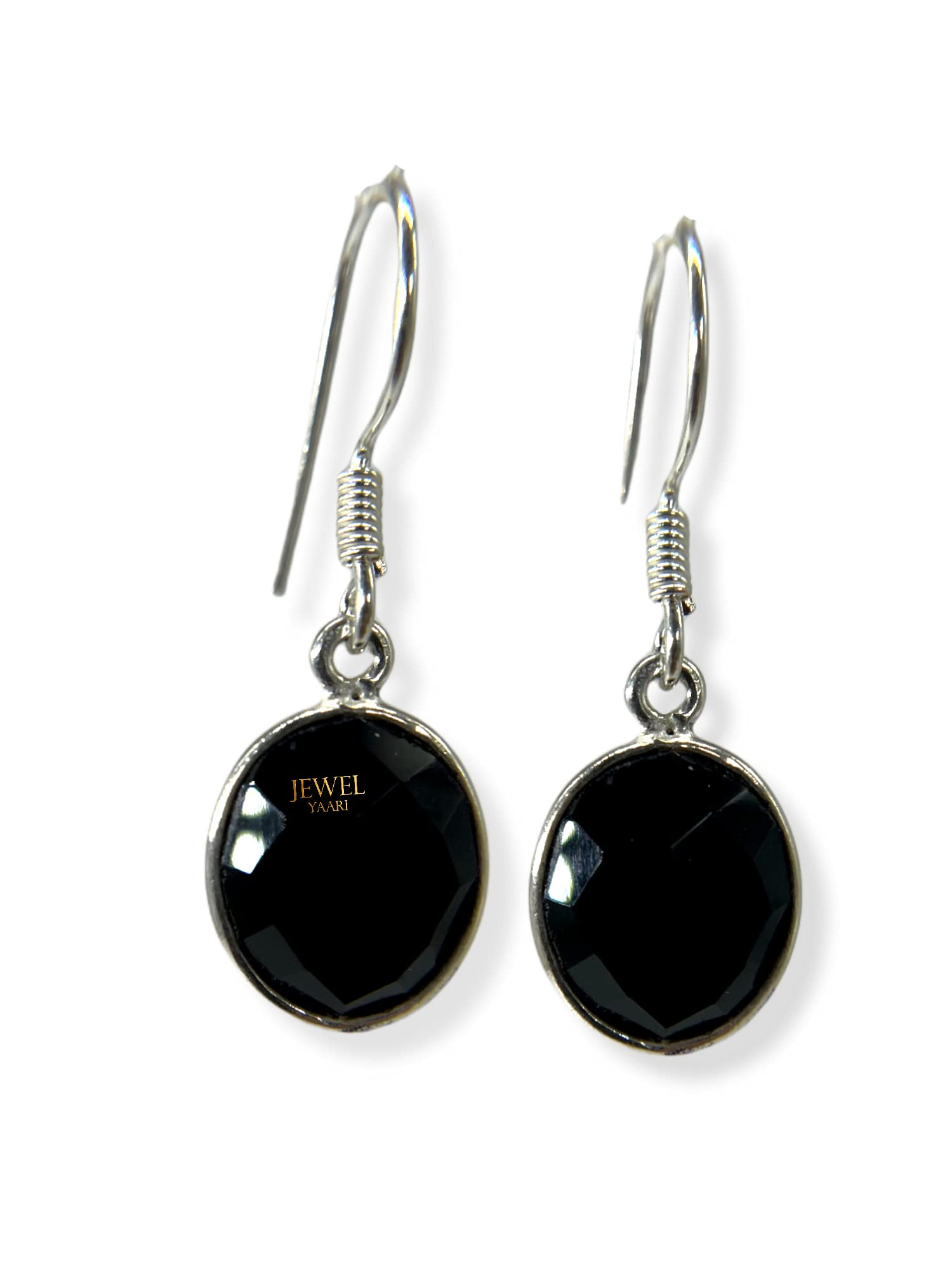 "JewelYaari™ by JewelYaari™Pure 925 Sterling Silver Hoop Dangle Earrings for Women and Girls, Multiple Colors, pearl,amethyst,turquoise, red, Clear Crystals"