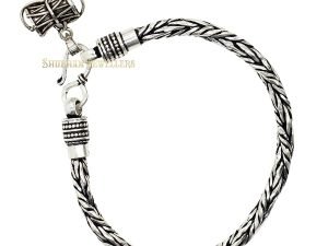 SJ SHUBHAM JEWELLERS? 925 92.5 Pure Sterling Silver Oxidised Twisted Bracelet With Shiva Damru and Hallmark