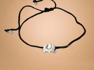 "SJ SHUBHAM JEWELLERS Rehti 925 New Oxidised Silver Black Thread Elephant Nazarbattu/Nazaiya Anklet/Bracelet for Girls, Women and Children with Silver Ghunghroo"