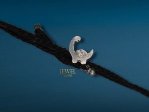"JEWELYAARI? 925 New Oxidised Black Thread Silver Dinosaur Nazarbattu/Nazaiya Anklet/Bracelet for Girls, Women and Children with Silver Ghunghroo"